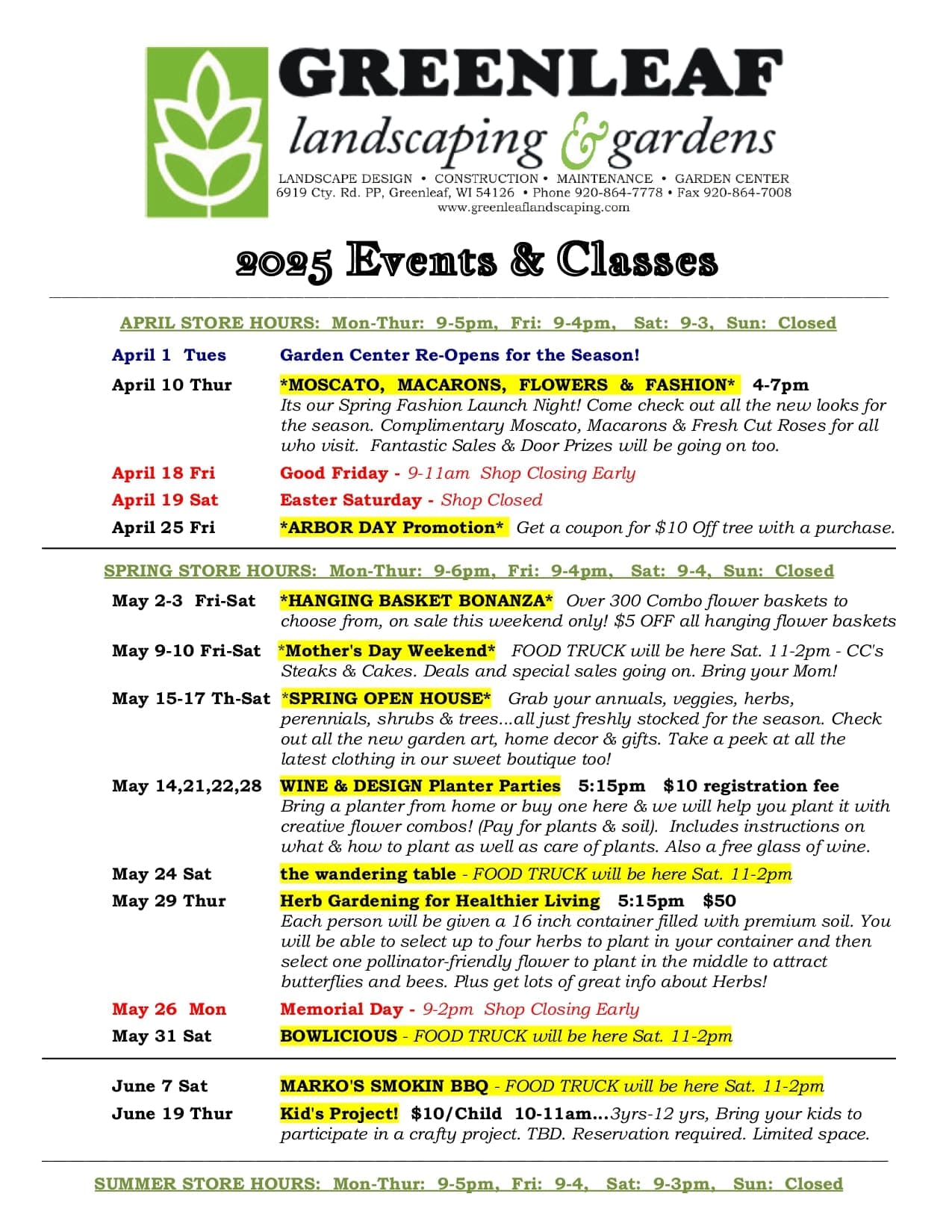 2025 Garden Center Events Image 1